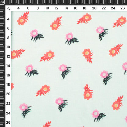 Blush Pink Floral Digital Print Muslin Fabric