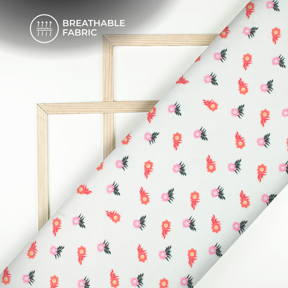Blush Pink Floral Digital Print Muslin Fabric