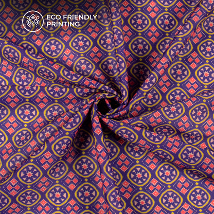 Violet Purple Patola Digital Print Muslin Fabric