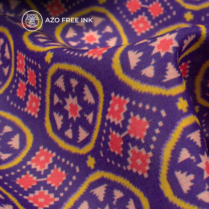 Violet Purple Patola Digital Print Muslin Fabric