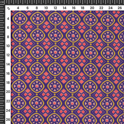 Violet Purple Patola Digital Print Muslin Fabric