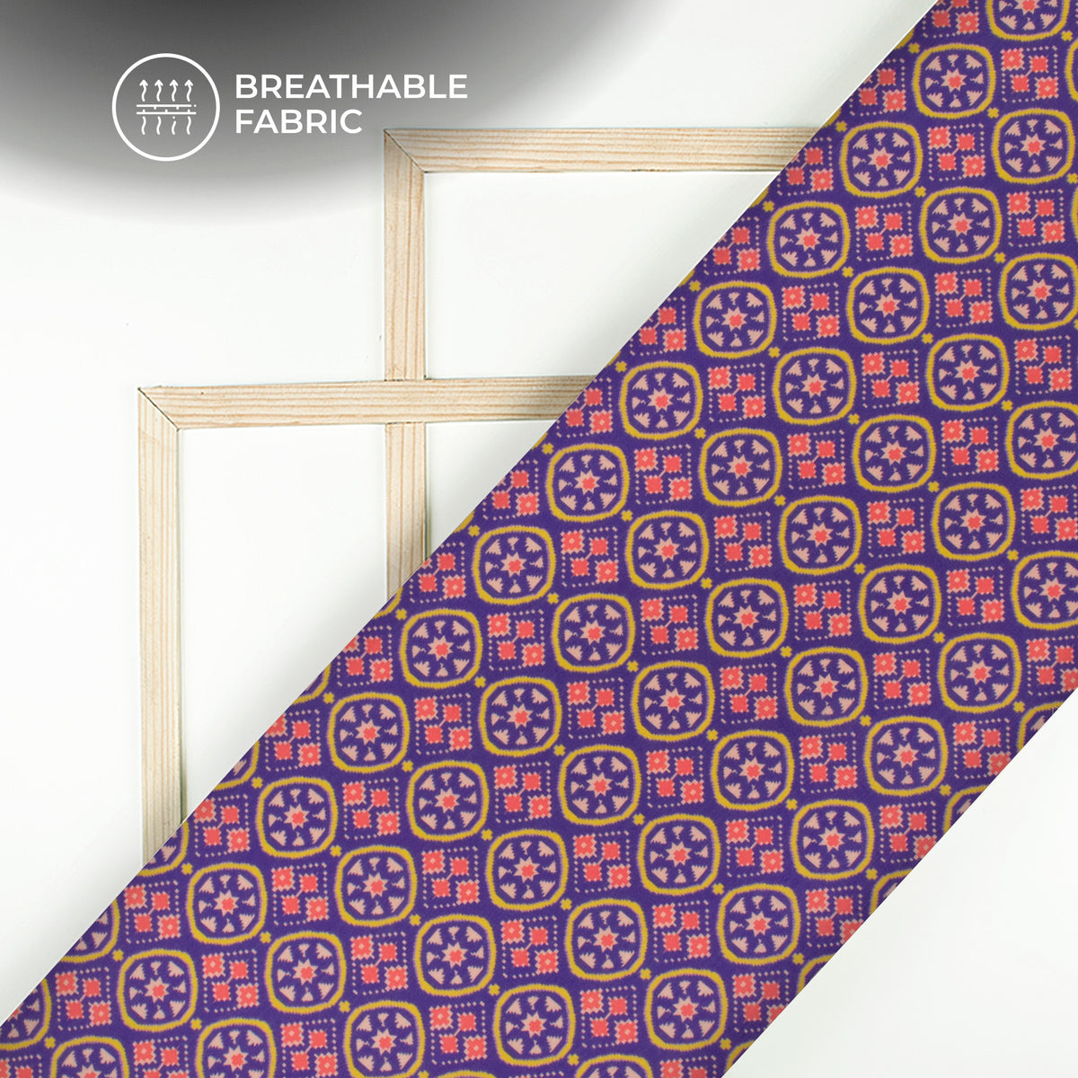 Violet Purple Patola Digital Print Muslin Fabric