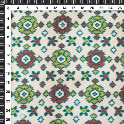 Burnt Umber Ikkat Digital Print Muslin Fabric