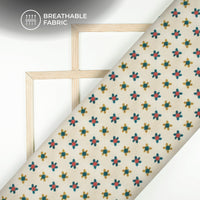 Cream Ikkat Digital Print Muslin Fabric