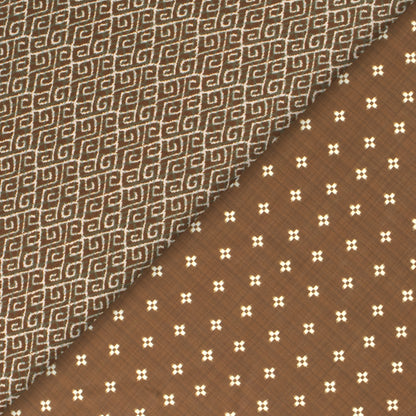 Burnt Umber Geometric Digital Print Muslin Fabric