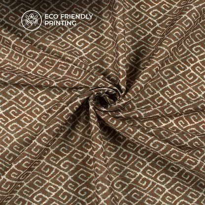 Burnt Umber Geometric Digital Print Muslin Fabric