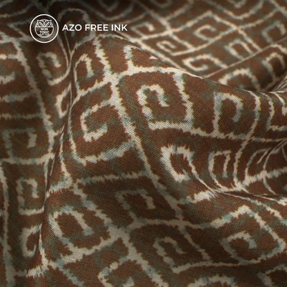 Burnt Umber Geometric Digital Print Muslin Fabric