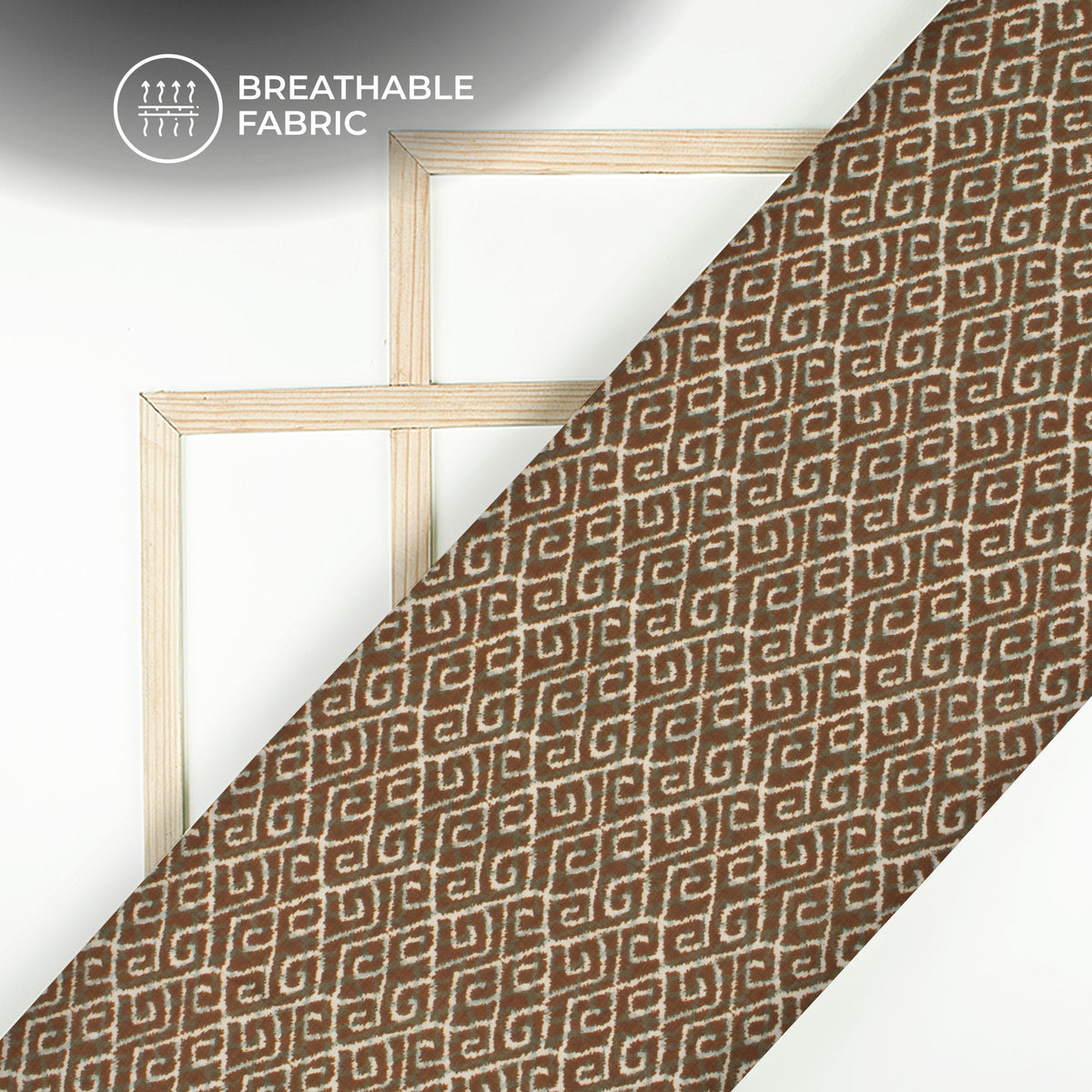 Burnt Umber Geometric Digital Print Muslin Fabric