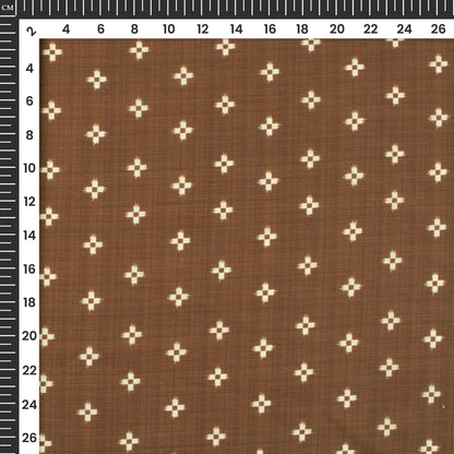 Burnt Umber Ikkat Digital Print Muslin Fabric