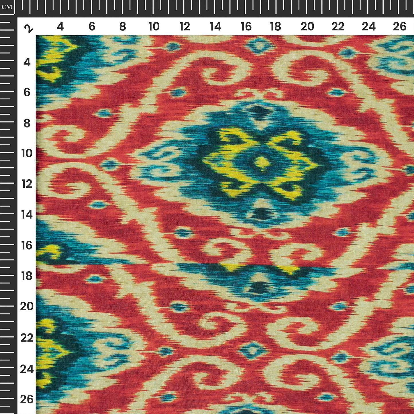 Crimson Red Ethnic Digital Print Viscose Uppada Silk Fabric