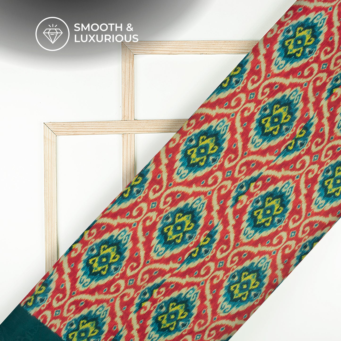 Crimson Red Ethnic Digital Print Viscose Uppada Silk Fabric
