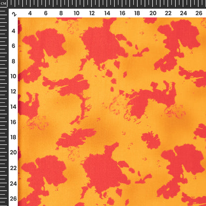 Merigold Orange Tie & Dye Digital Print Viscose Uppada Silk Fabric