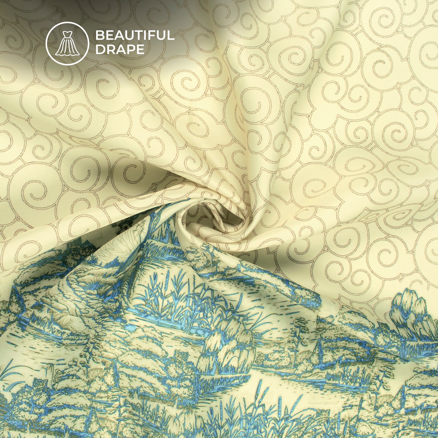 Yellow Tropical Digital Print Imported Satin Fabric