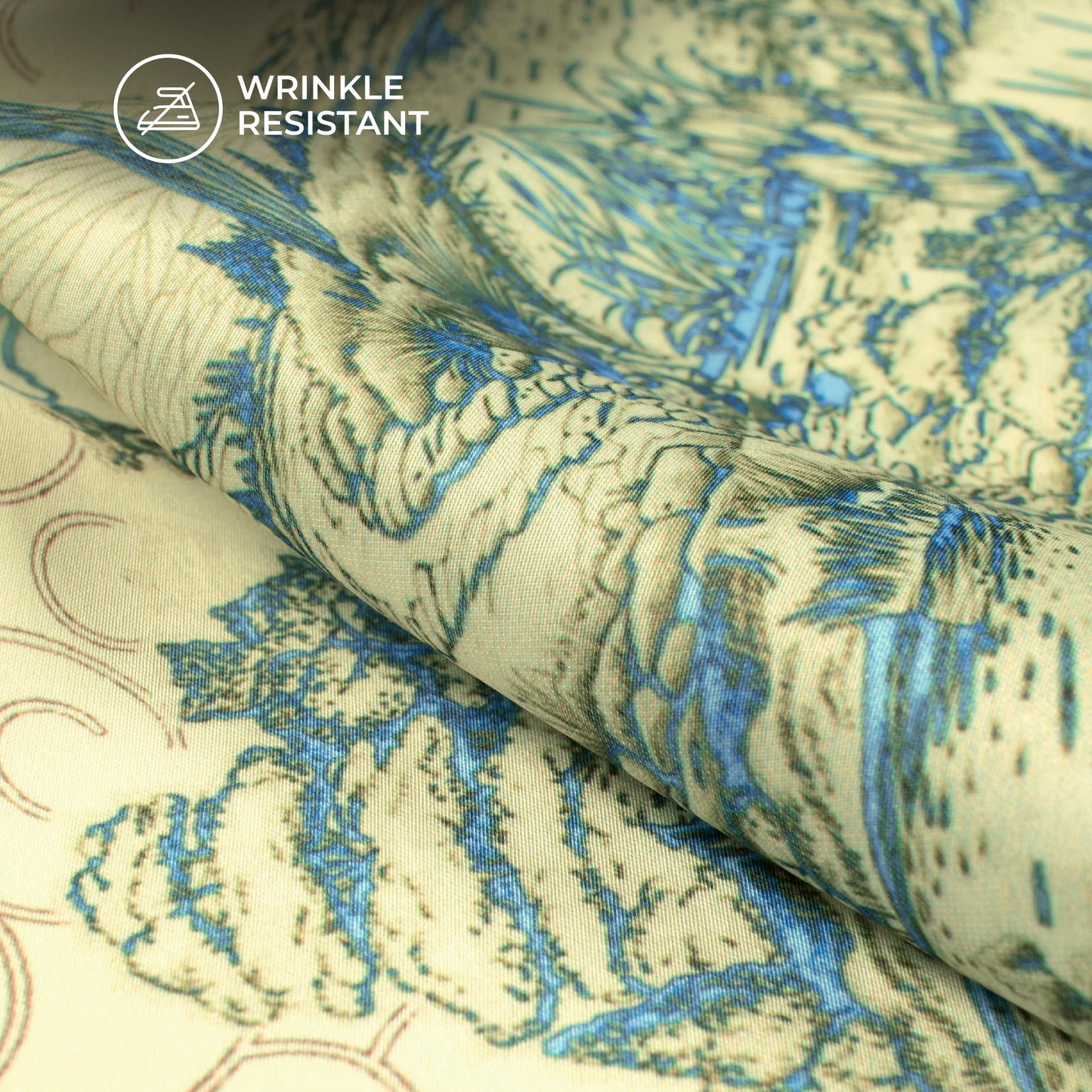 Yellow Tropical Digital Print Imported Satin Fabric