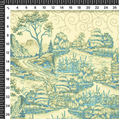 Yellow Tropical Digital Print Imported Satin Fabric