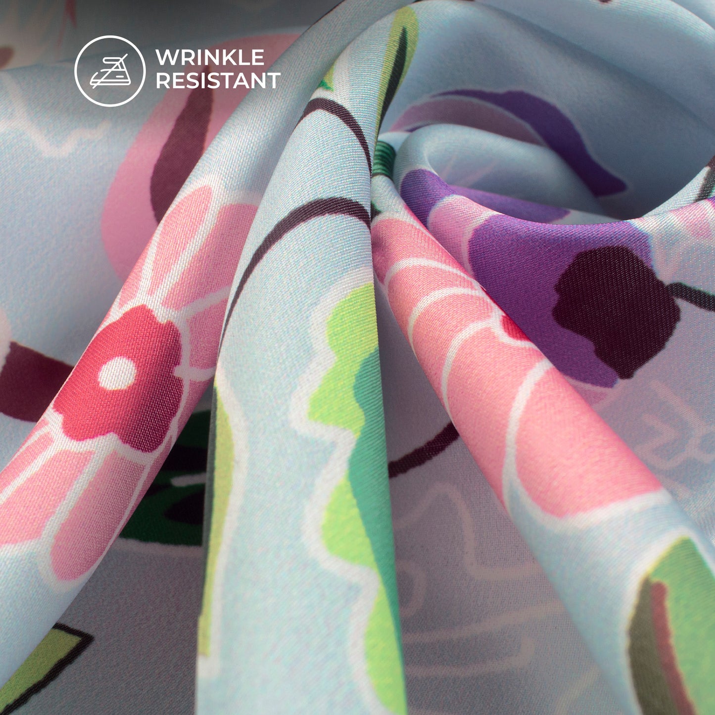 Multi-Color Floral Digital Print Imported Satin Fabric