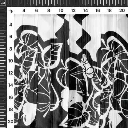 Sky Blue Madhubani Digital Print Japan Satin Pleated Fabric