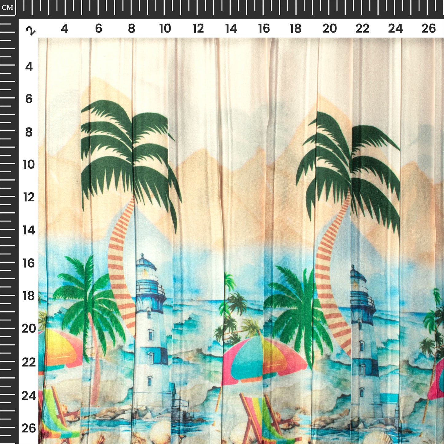 Fuscia Pink Madhubani Digital Print Japan Satin Pleated Fabric