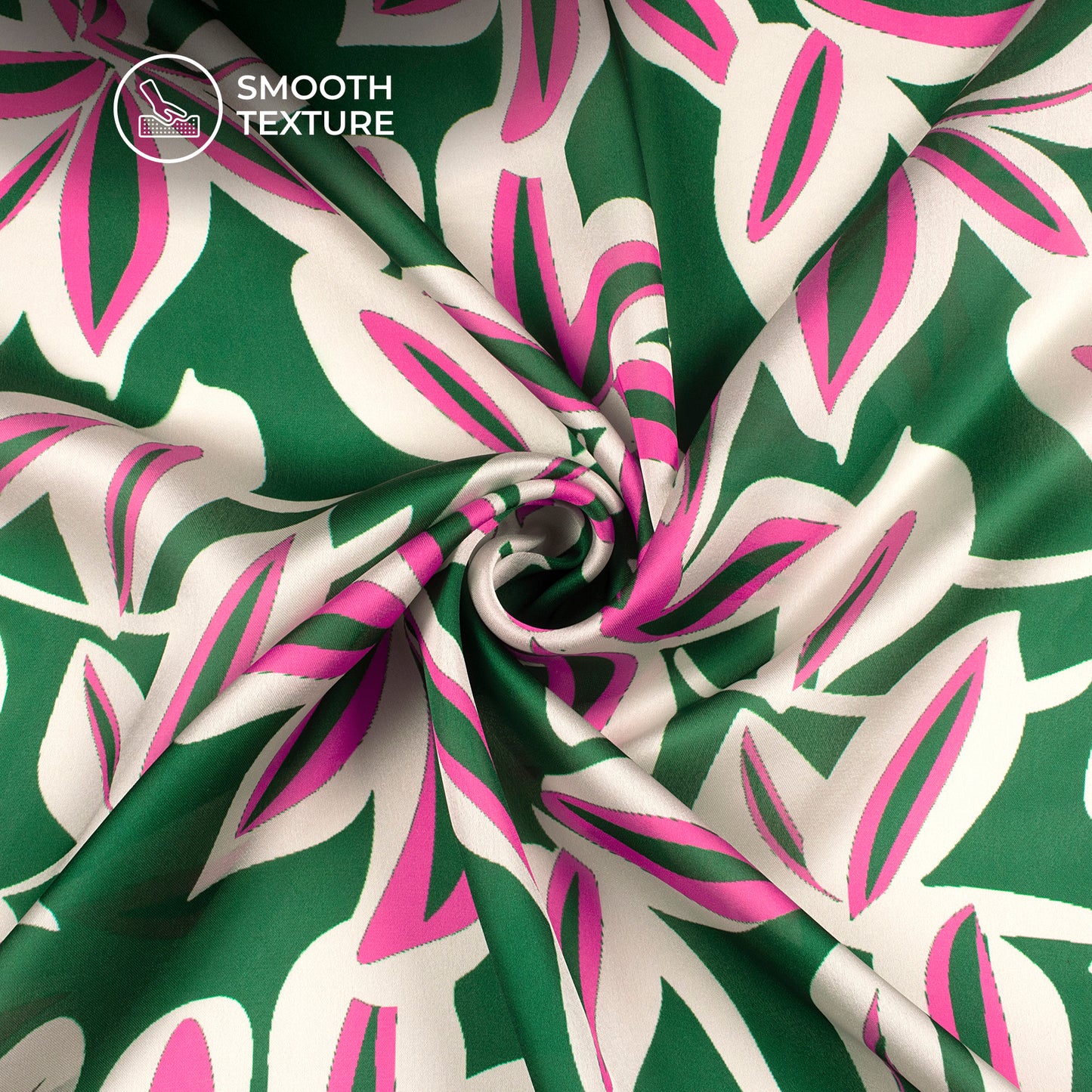 Dark Green Floral Digital Print Georgette Satin Fabric