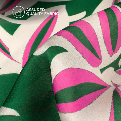 Dark Green Floral Digital Print Georgette Satin Fabric