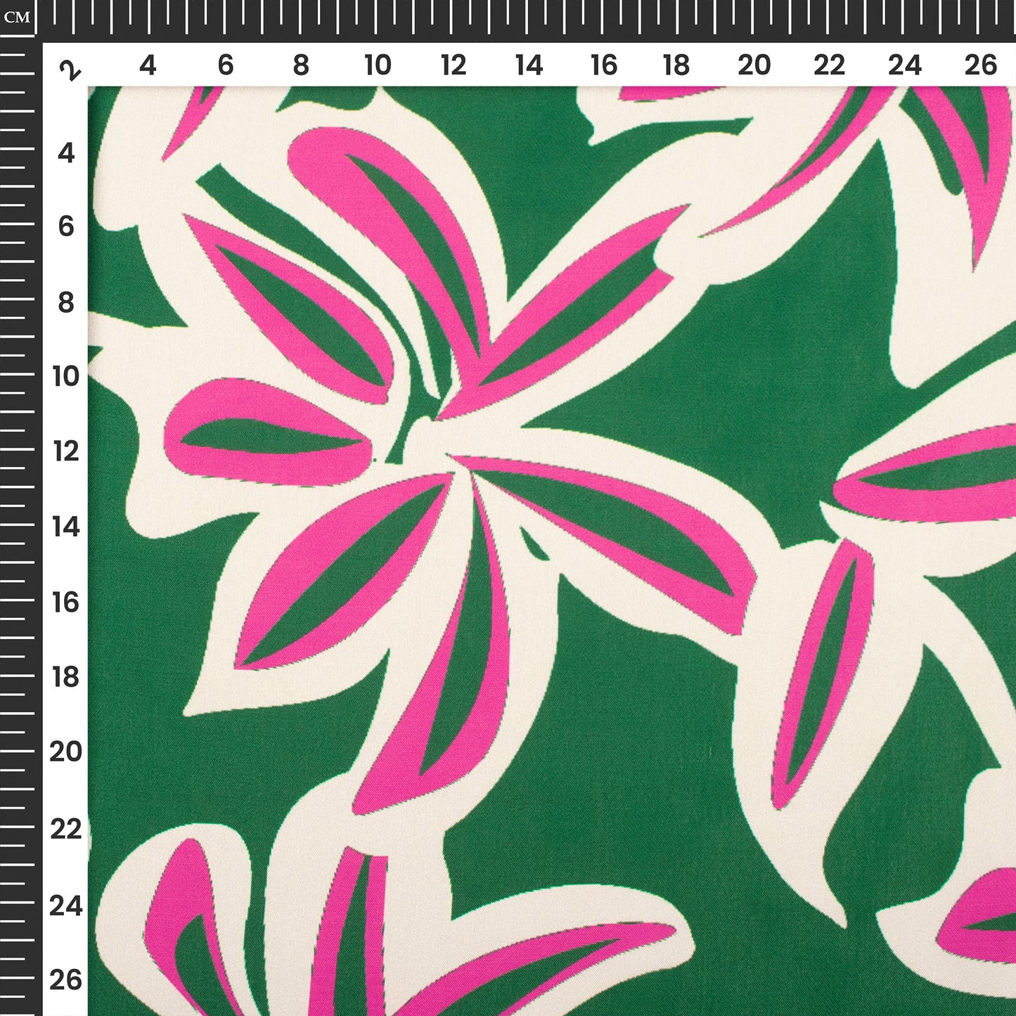 Dark Green Floral Digital Print Georgette Satin Fabric