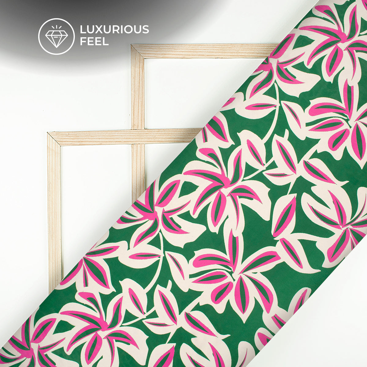 Dark Green Floral Digital Print Georgette Satin Fabric