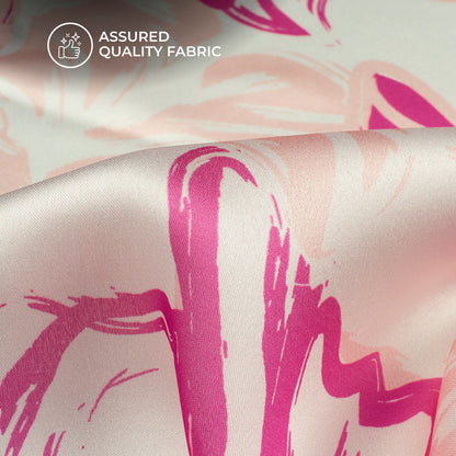 Fuscia Pink Floral Digital Print Georgette Satin Fabric