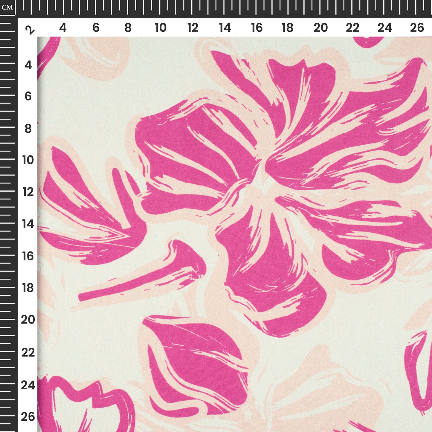 Fuscia Pink Floral Digital Print Georgette Satin Fabric