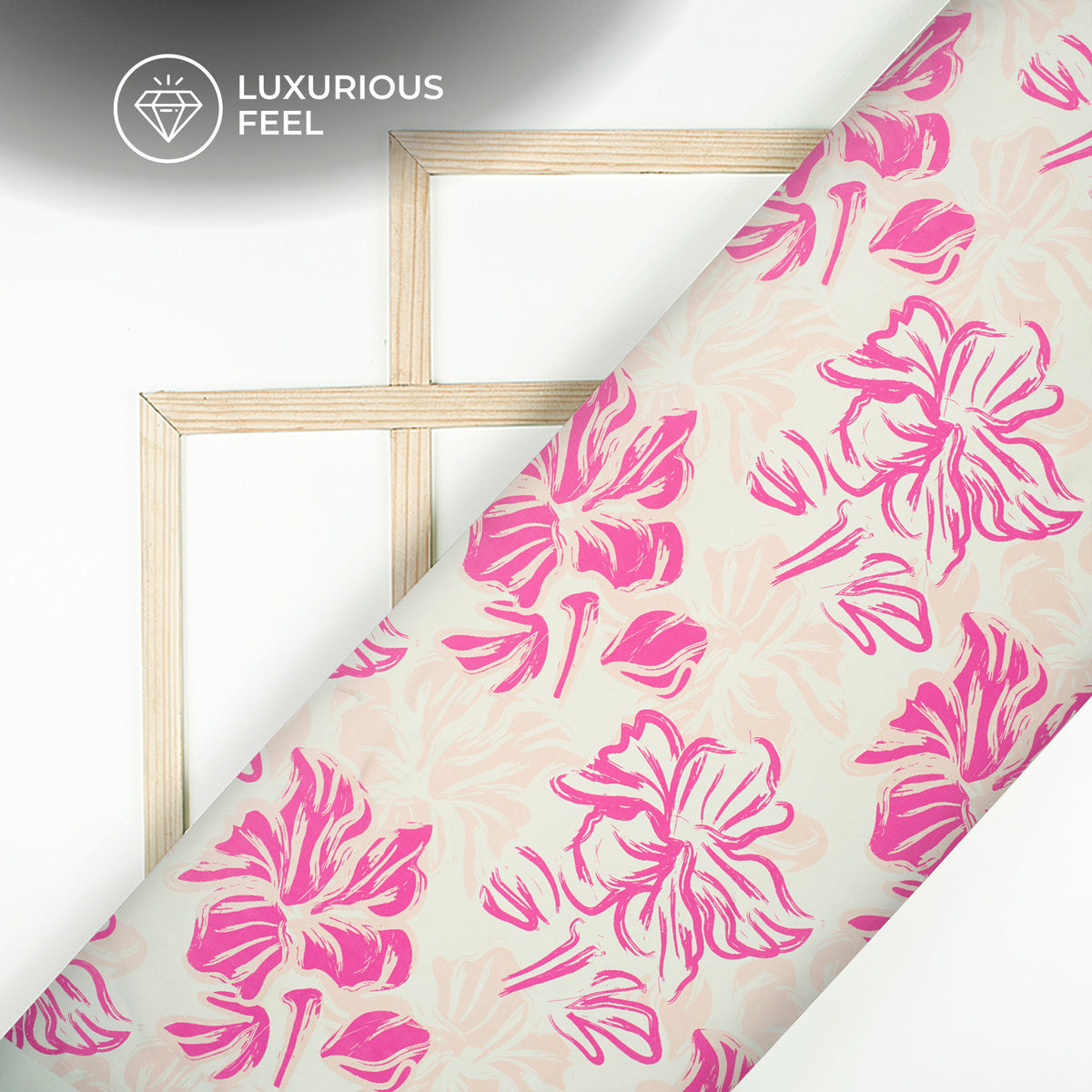 Fuscia Pink Floral Digital Print Georgette Satin Fabric