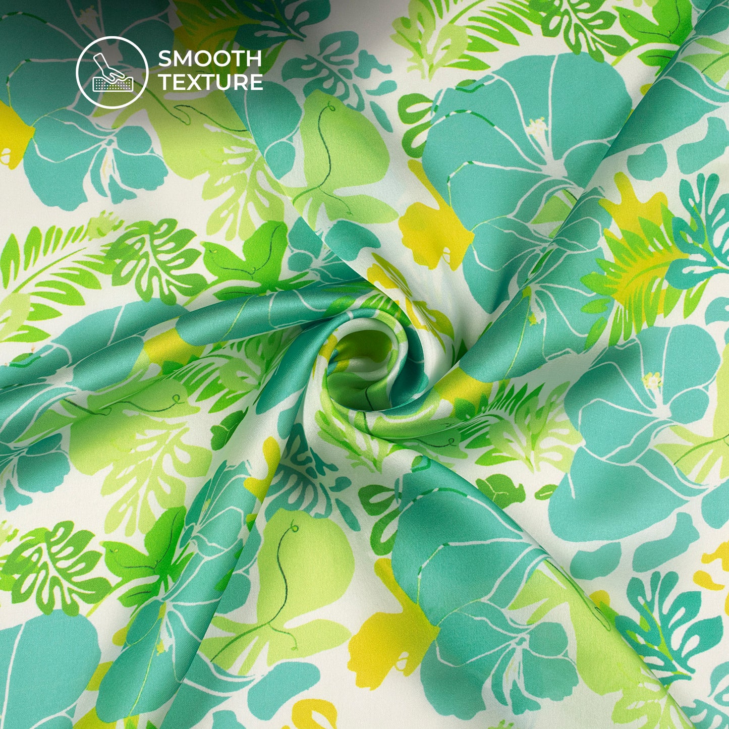 Sky Blue Floral Digital Print Georgette Satin Fabric