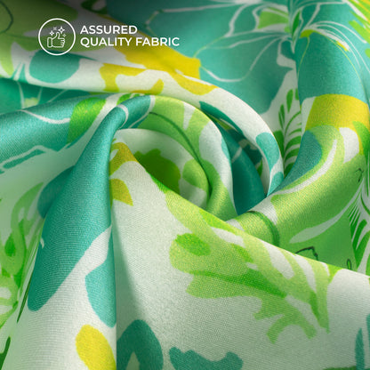 Sky Blue Floral Digital Print Georgette Satin Fabric
