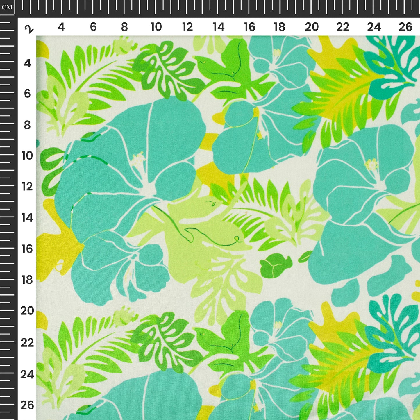 Sky Blue Floral Digital Print Georgette Satin Fabric
