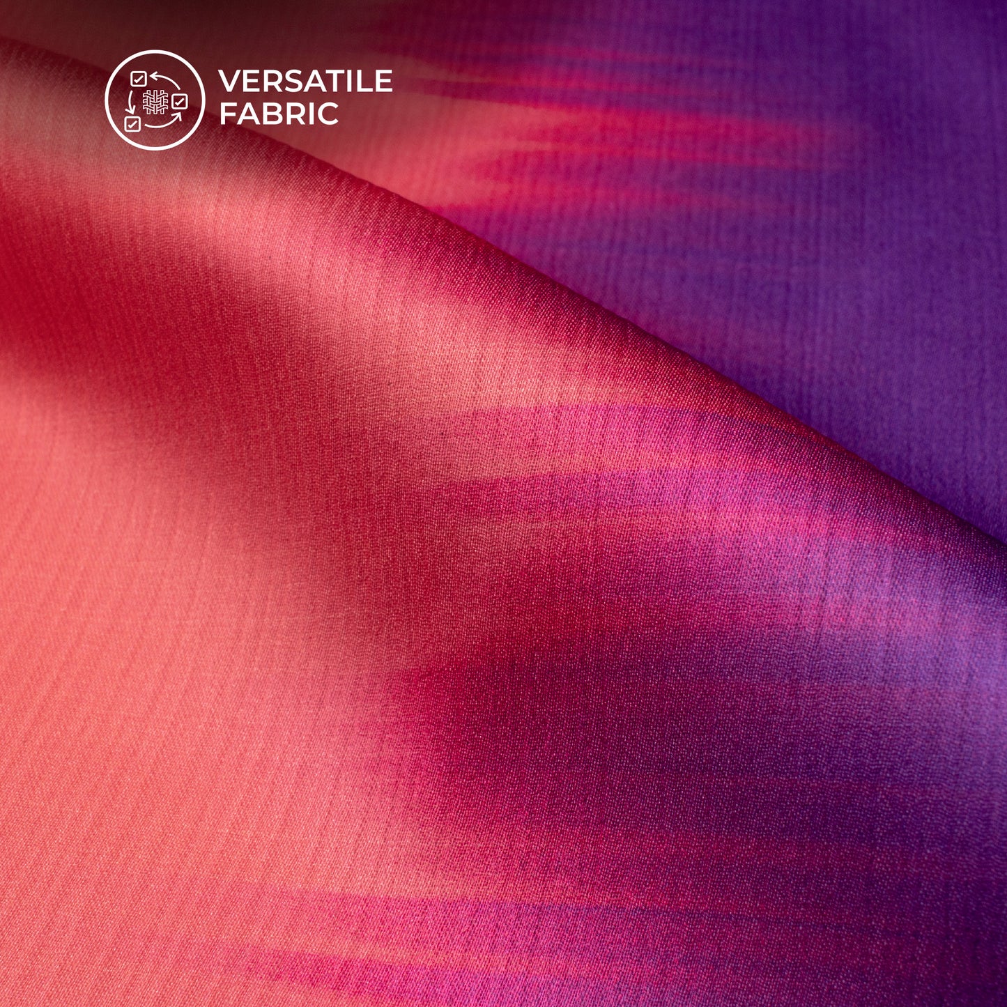 Rose Red,Violet Purple Ombre Pattern Digital Print Chiffon Satin Fabric