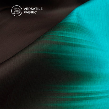 Drak Brown,Sky Blue Ombre Pattern Digital Print Chiffon Satin Fabric