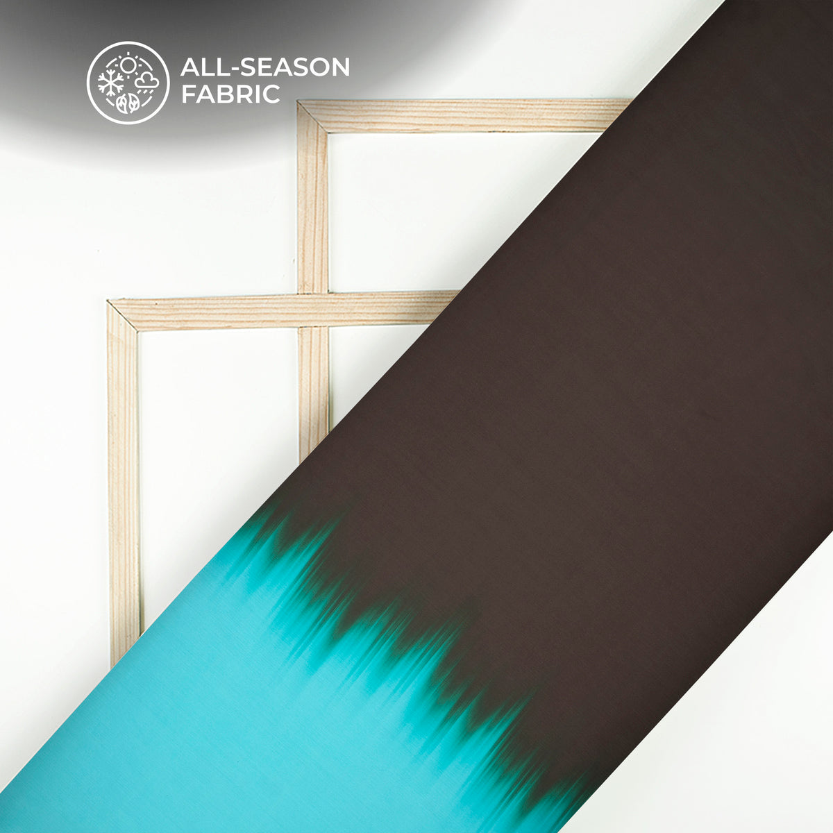 Drak Brown,Sky Blue Ombre Pattern Digital Print Chiffon Satin Fabric