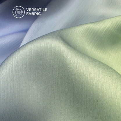 Cornflower Bule,Chartreuse Green Ombre Pattern Digital Print Chiffon Satin Fabric
