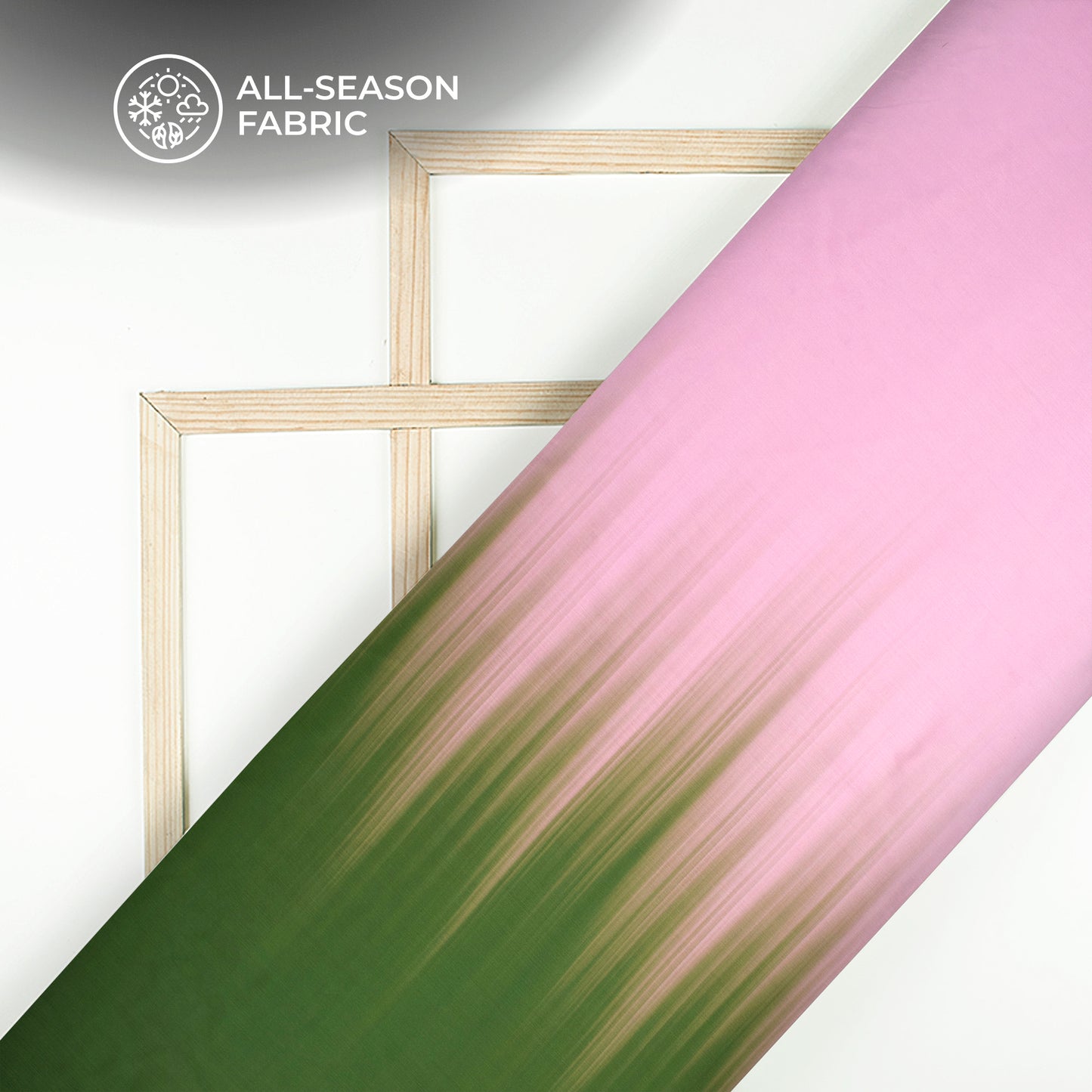 Taffy Pink,Dark Green Ombre Pattern Digital Print Chiffon Satin Fabric