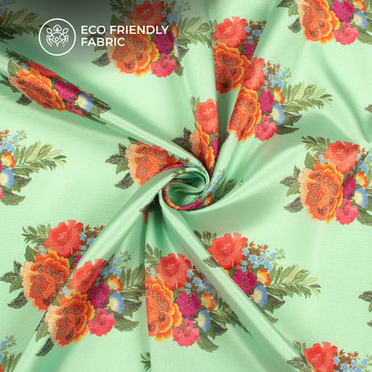 Tangerine Orange Floral Digital Print Crepe Silk Fabric