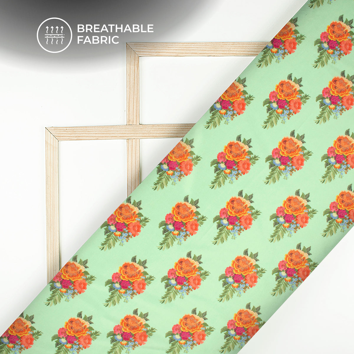 Tangerine Orange Floral Digital Print Crepe Silk Fabric
