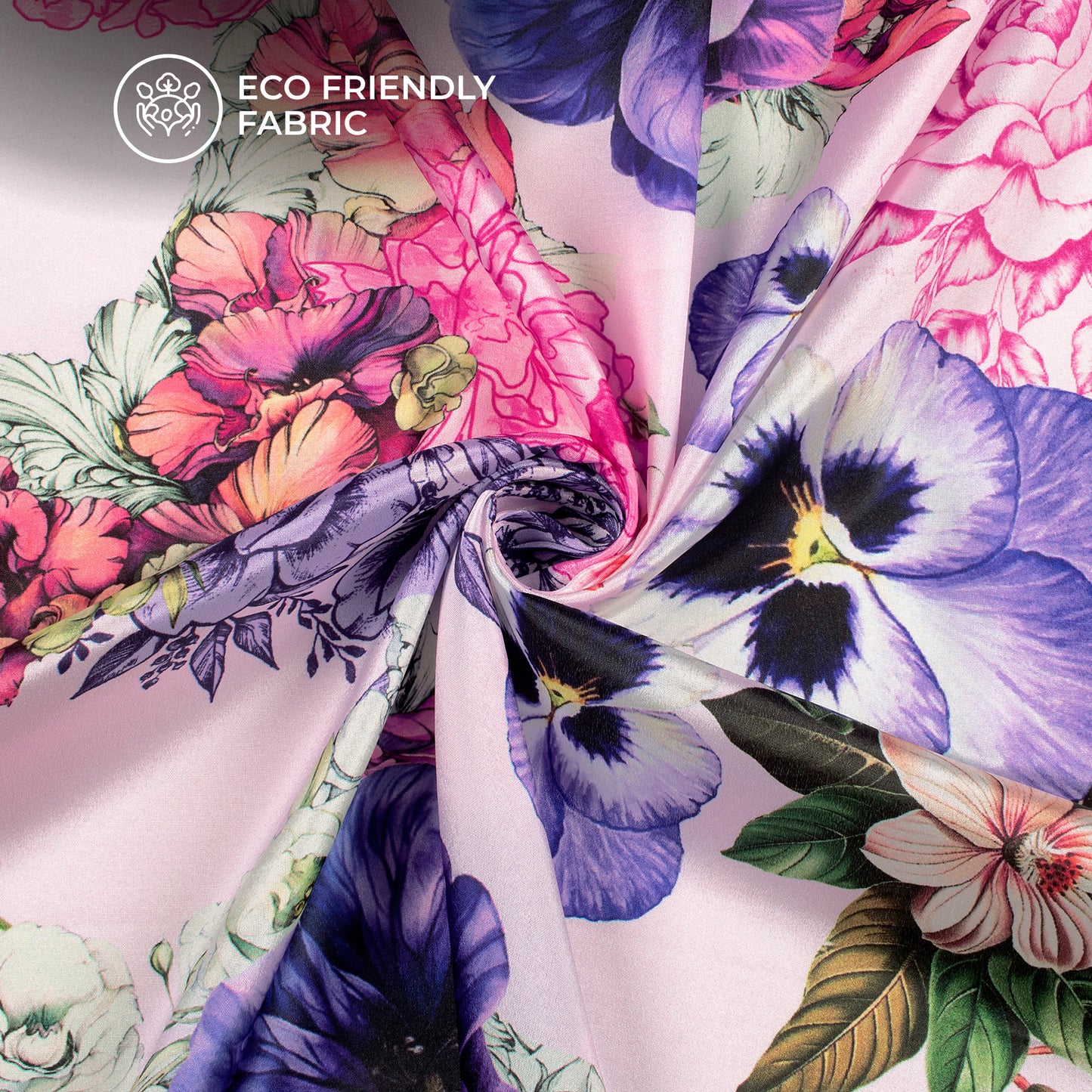 Cobalt Blue Floral Digital Print Crepe Silk Fabric