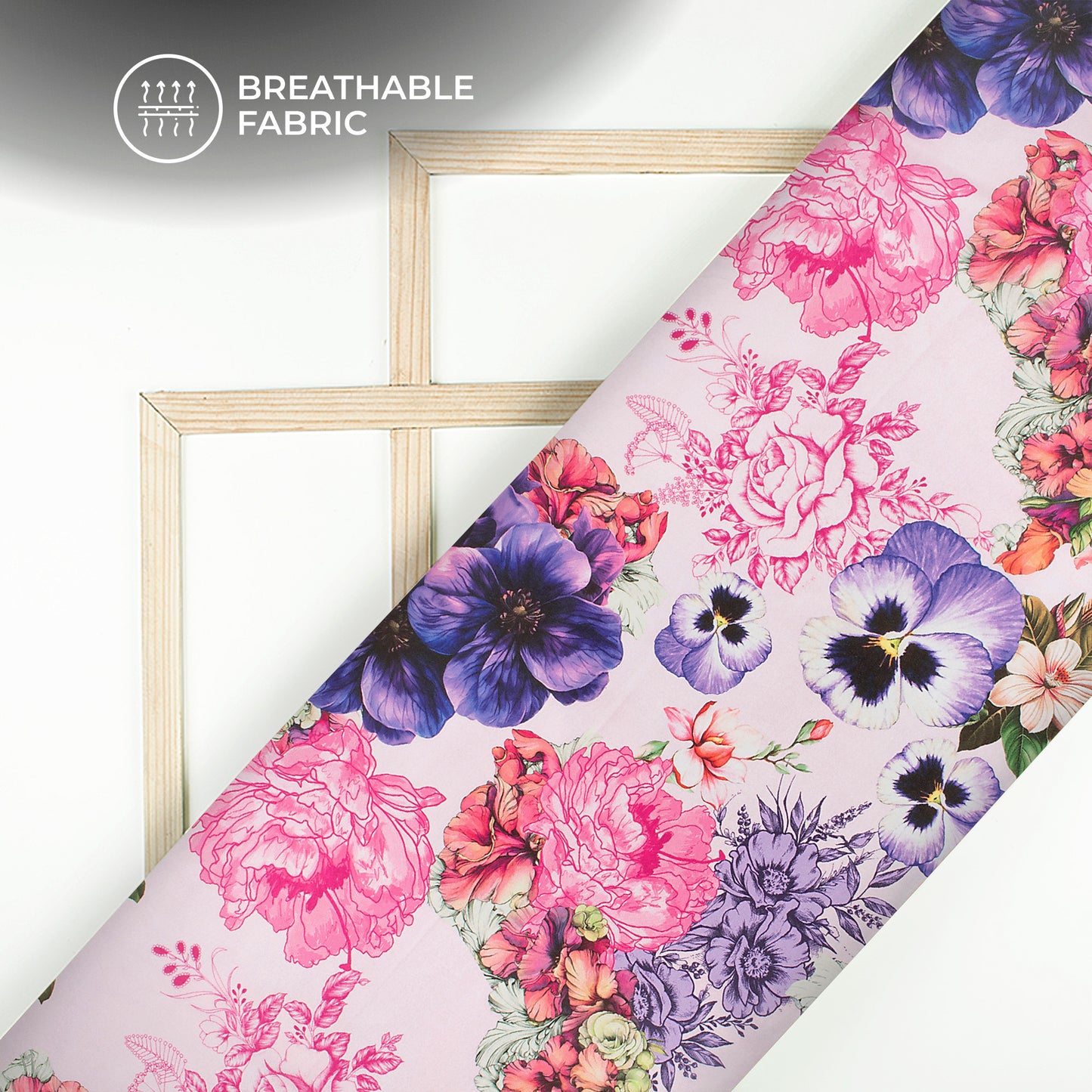 Cobalt Blue Floral Digital Print Crepe Silk Fabric