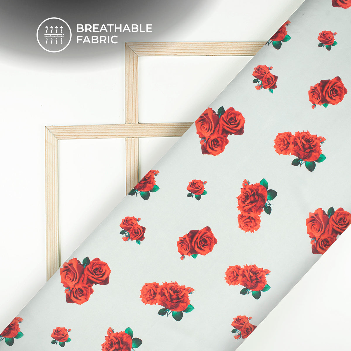 Cherry Red Floral Digital Print Crepe Silk Fabric