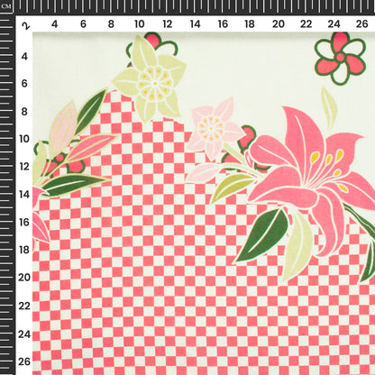 Hot Pink Floral Digital Print Flat Silk Fabric
