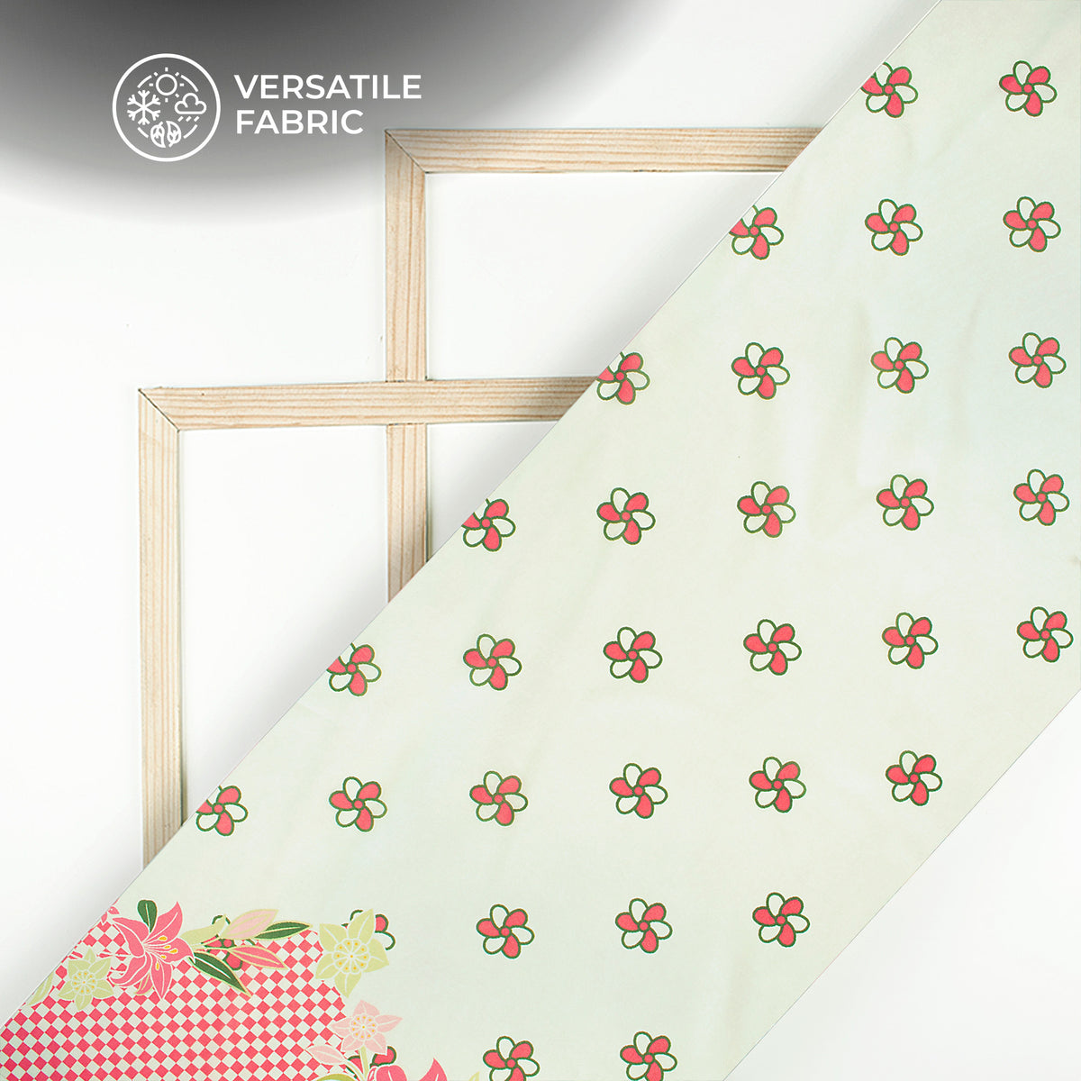 Hot Pink Floral Digital Print Flat Silk Fabric