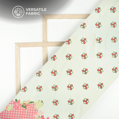 Hot Pink Floral Digital Print Flat Silk Fabric
