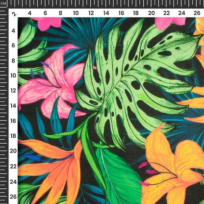 Multi-Color Floral Digital Print Flat Silk Fabric