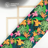 Multi-Color Floral Digital Print Flat Silk Fabric