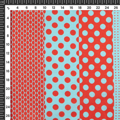 Cherry Red Polka Dots,Chevron Digital Print Flat Silk Fabric