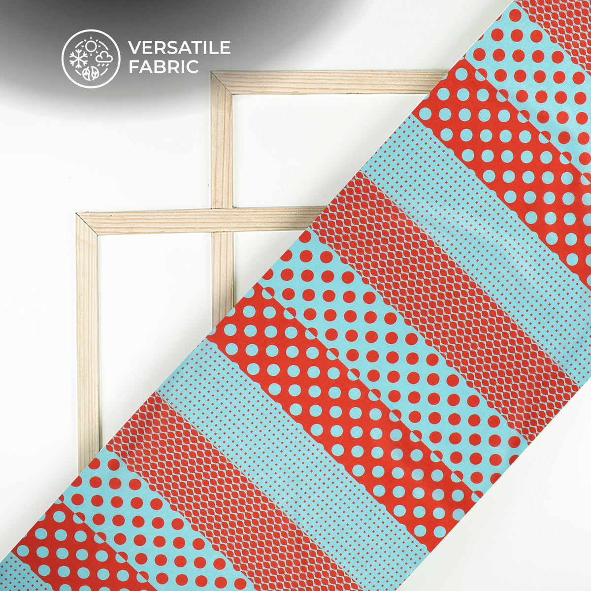 Cherry Red Polka Dots,Chevron Digital Print Flat Silk Fabric