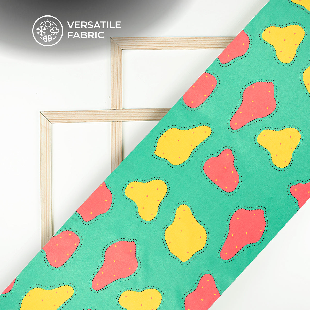 Fern Green Abstract Digital Print Flat Silk Fabric